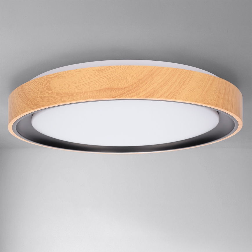 Brilagi - LED димируемо таванно осветително тяло FLOCO LED/48W/230V 3000-6500K Ø 40 см дървесен декор/черно + дистанционно управление