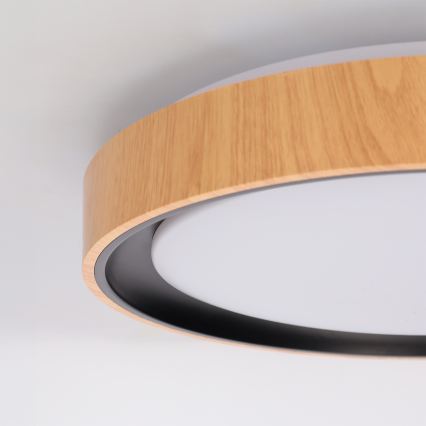 Brilagi - LED димируемо таванно осветително тяло FLOCO LED/48W/230V 3000-6500K Ø 40 см дървесен декор/черно + дистанционно управление