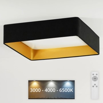 Brilagi - димируема LED таванна лампа VELVET SQUARE LED/24W/230V 43x43 cm 3000/4000/6500K + дистанционно управление черна