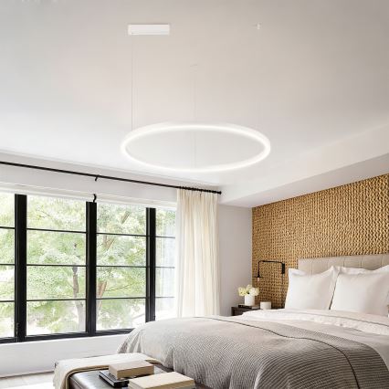 Brilagi - LED полилей с димиране на кабел PORTOFINO LED/60W/230V 3000-6000K диам. 80 cm бял + дистанционно управление