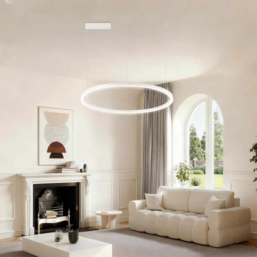 Brilagi - LED полилей с димиране на кабел PORTOFINO LED/60W/230V 3000-6000K диам. 80 cm бял + дистанционно управление