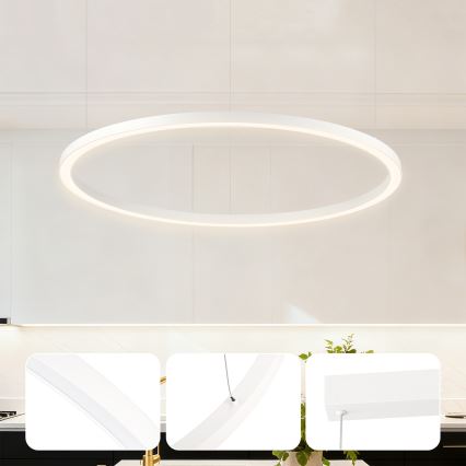Brilagi - LED полилей с димиране на кабел PORTOFINO LED/60W/230V 3000-6000K диам. 80 cm бял + дистанционно управление