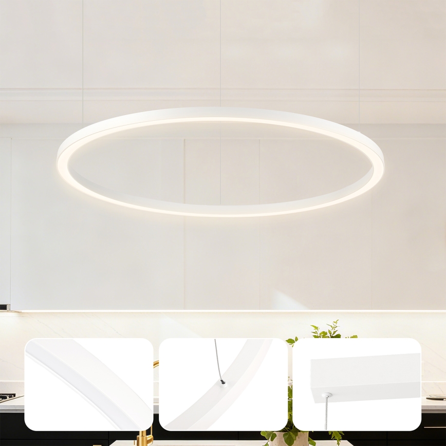 Brilagi - LED полилей с димиране на кабел PORTOFINO LED/60W/230V 3000-6000K диам. 80 cm бял + дистанционно управление