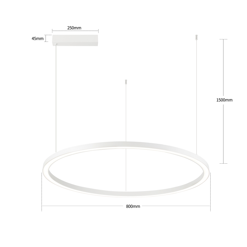 Brilagi - LED полилей с димиране на кабел PORTOFINO LED/60W/230V 3000-6000K диам. 80 cm бял + дистанционно управление