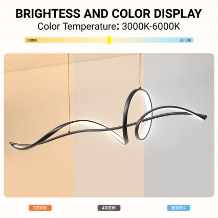 BRILAGI - Димируем LED полилей на кабел SIGNATURE LED/55W/230V 3000-6000K 120x23 cm черен + дистанционно управление