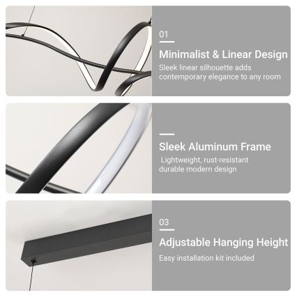 BRILAGI - Димируем LED полилей на кабел SIGNATURE LED/55W/230V 3000-6000K 120x23 cm черен + дистанционно управление