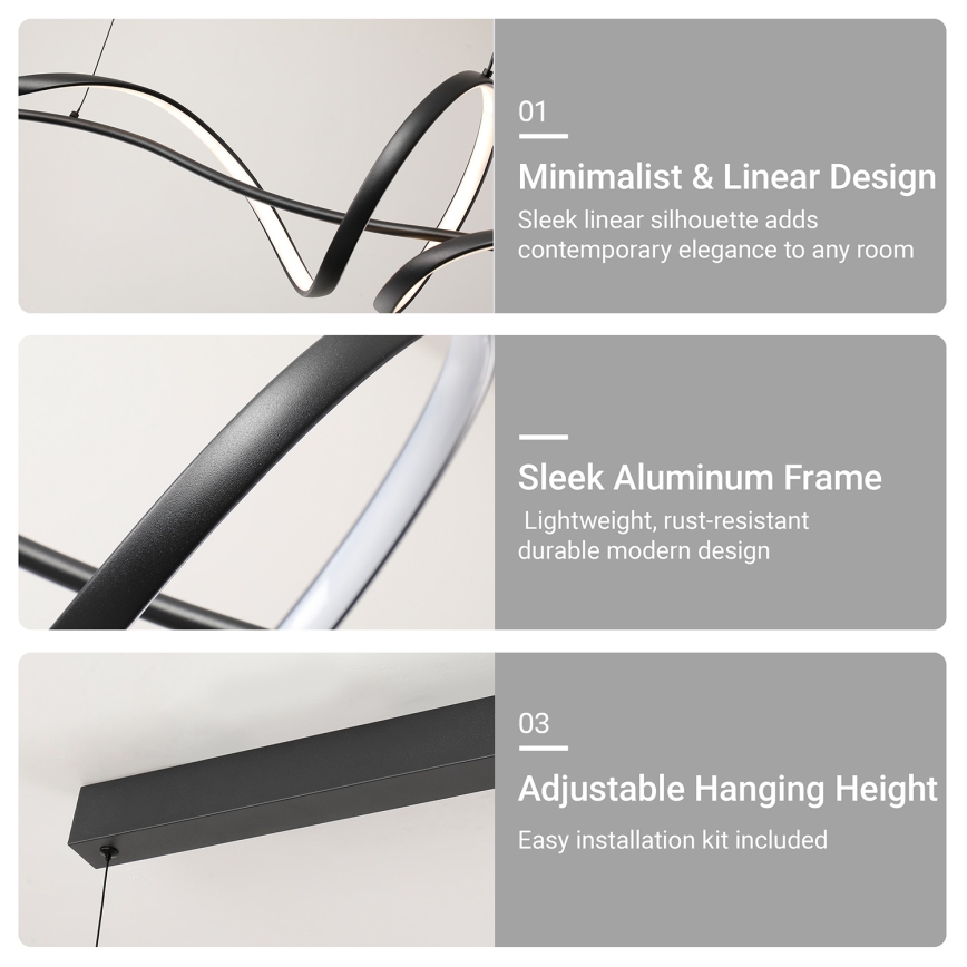 BRILAGI - Димируем LED полилей на кабел SIGNATURE LED/55W/230V 3000-6000K 120x23 cm черен + дистанционно управление