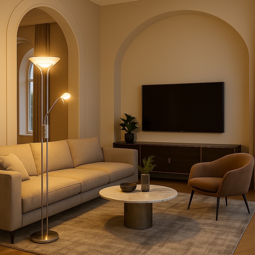 Brilagi - Димируема подова лампа SCARLETT 1xR7s/230W/230V + 1xG9/40W матов хром