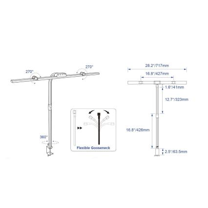 Brilagi - димируема LED сензорна настолна лампа с щипка VARIO LED/24W/230V 3000-6500K CRI 92 черна