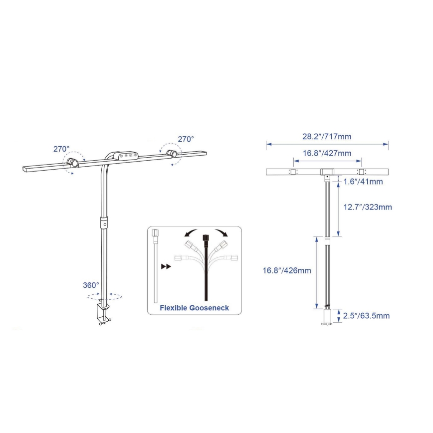 Brilagi - димируема LED сензорна настолна лампа с щипка VARIO LED/24W/230V 3000-6500K CRI 92 черна