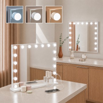 BRILAGI - димируемо LED огледало за грим HOLLYWOOD LED/15W/230V CCT + 2x USB 60x50 cm бяло