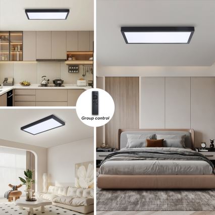 Brilagi - LED димируемо таванно осветително тяло за баня FRAME SMART LED/30W/230V 30x60 cm 3000-6000K IP44 черно + дистанционно управление