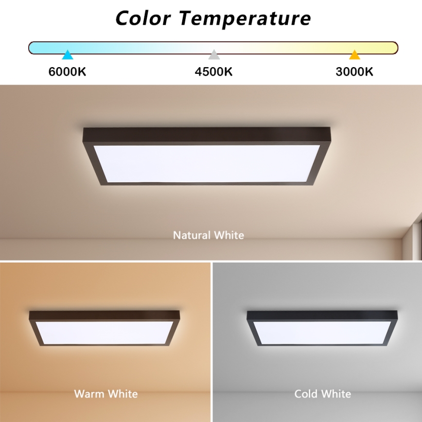 Brilagi - LED димируемо таванно осветително тяло за баня FRAME SMART LED/30W/230V 30x60 cm 3000-6000K IP44 черно + дистанционно управление