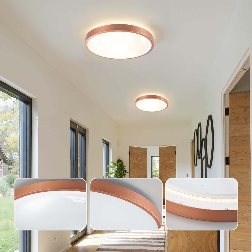 BRILAGI - LED Димируемо таванно осветително тяло GLASS POOL DOUBLE LED/48W/230V Ø 40 cm медно + дистанционно управление