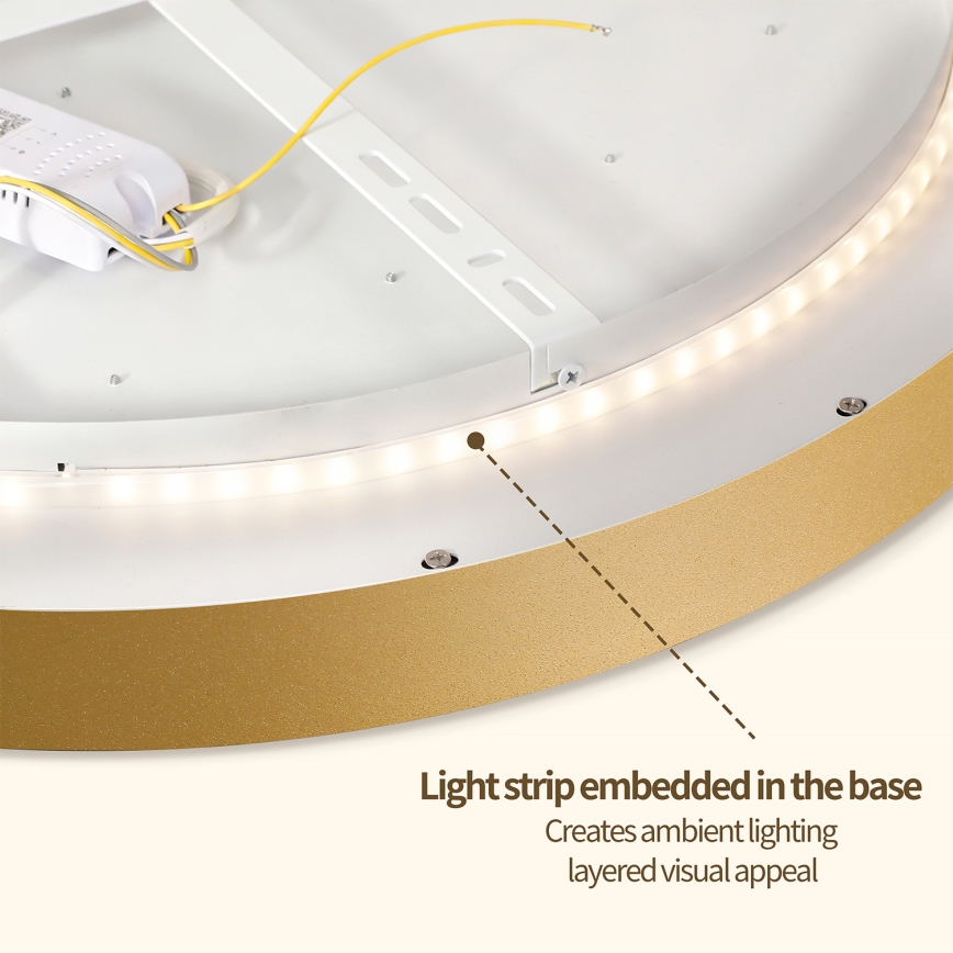 Brilagi - димируемо LED таванно осветително тяло GLASS POOL DOUBLE LED/48W/230V 3000-6000K 40 см златисто + дистанционно управление