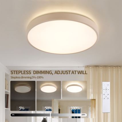 Brilagi - LED плафон с регулируема яркост GLASS POOL DOUBLE LED/48W/230V 3000-6000K 40 cm бежов + дистанционно управление