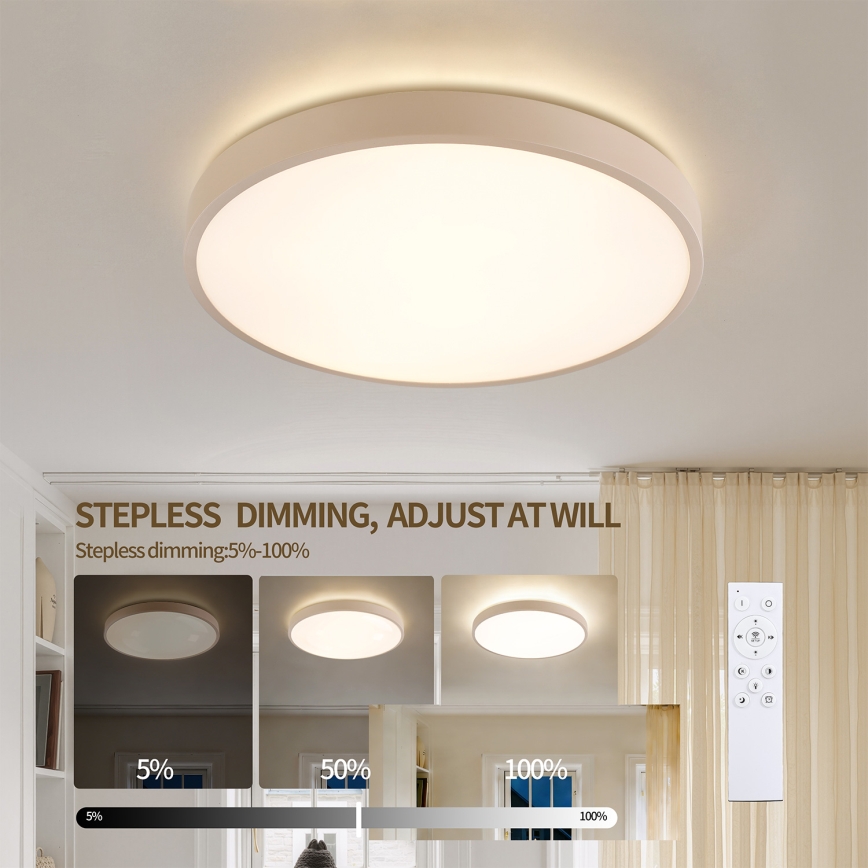 Brilagi - LED плафон с регулируема яркост GLASS POOL DOUBLE LED/48W/230V 3000-6000K 40 cm бежов + дистанционно управление