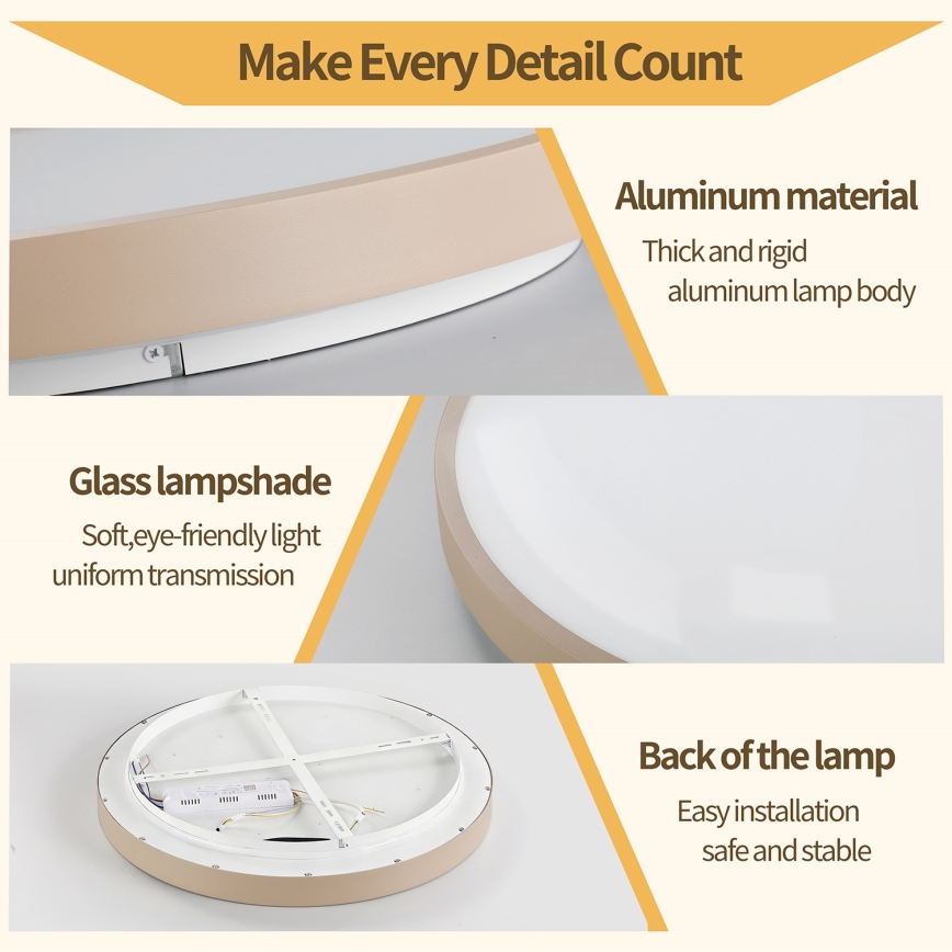 Brilagi - димируемо LED таванно осветително тяло GLASS POOL DOUBLE LED/80W/230V 3000-6000K 60 см бежово + дистанционно управление