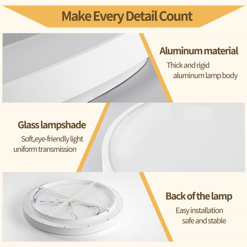 Brilagi - Димируема таванна LED плафониера GLASS POOL DOUBLE LED/80W/2300V 3000-6000K 60 cm бяла + дистанционно управление