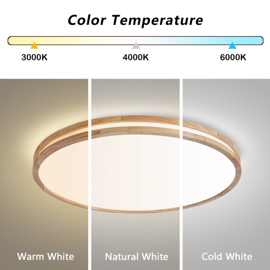 Brilagi - димируемо LED таванно осветително тяло MOLINA LED/100W/230V 3000-6000K дъб, диаметър 80 см + дистанционно управление