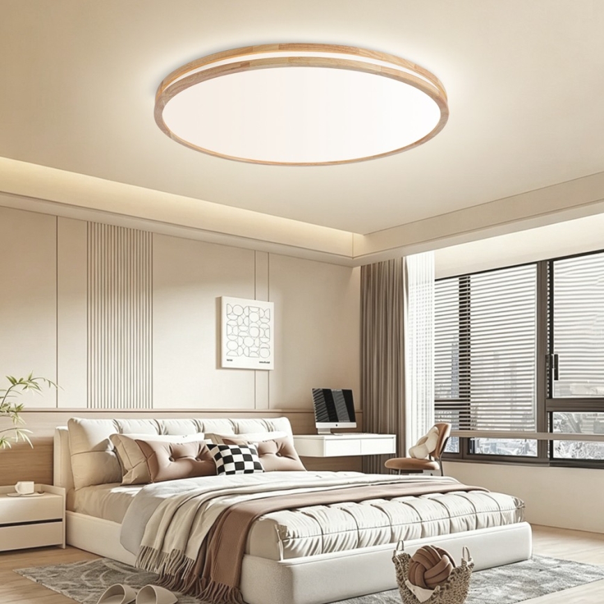 Brilagi - Димируемо LED таванно осветително тяло MOLINA LED/128W/230V 3000-6000K дъб, диаметър 100 см + дистанционно управление