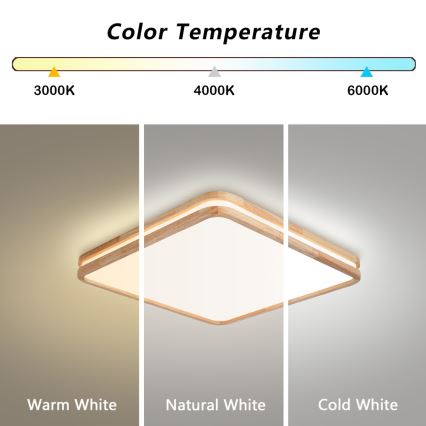 Brilagi - LED димируемо таванно осветително тяло MOLINA SQUARE LED/80W/230V 3000-6000K дъб 60x60 cm + дистанционно управление