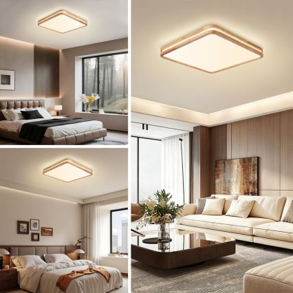 Brilagi - LED димируемо таванно осветително тяло MOLINA SQUARE LED/80W/230V 3000-6000K дъб 60x60 cm + дистанционно управление
