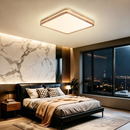 Brilagi - LED димируемо таванно осветително тяло MOLINA SQUARE LED/80W/230V 3000-6000K дъб 60x60 cm + дистанционно управление