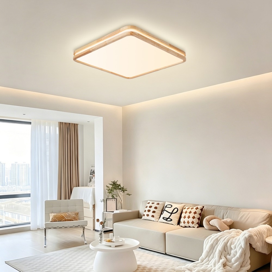 Brilagi - LED димируемо таванно осветително тяло MOLINA SQUARE LED/80W/230V 3000-6000K дъб 60x60 cm + дистанционно управление