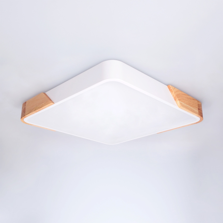 Brilagi - LED плафон PILANA, с възможност за димиране, LED/48W/230V 3000-6500K, дъб/бял, 42x42 см + дистанционно управление