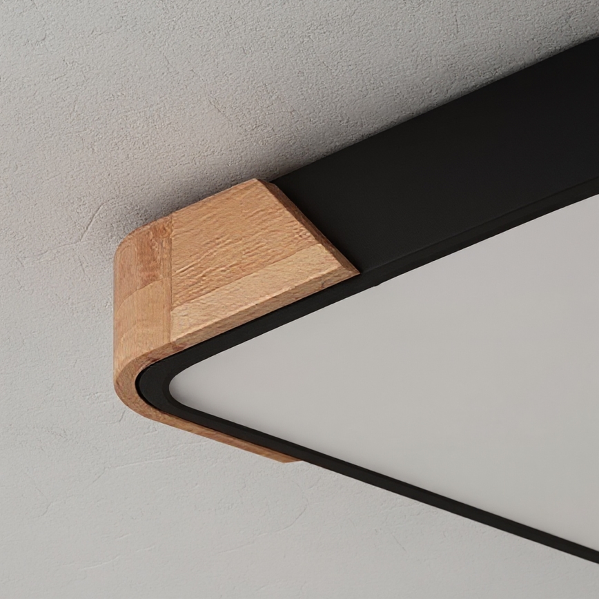 Brilagi - Димируема LED таванна лампа PILANA LED/48W/230V 3000-6500K дъб/черно 42x42 см + дистанционно управление