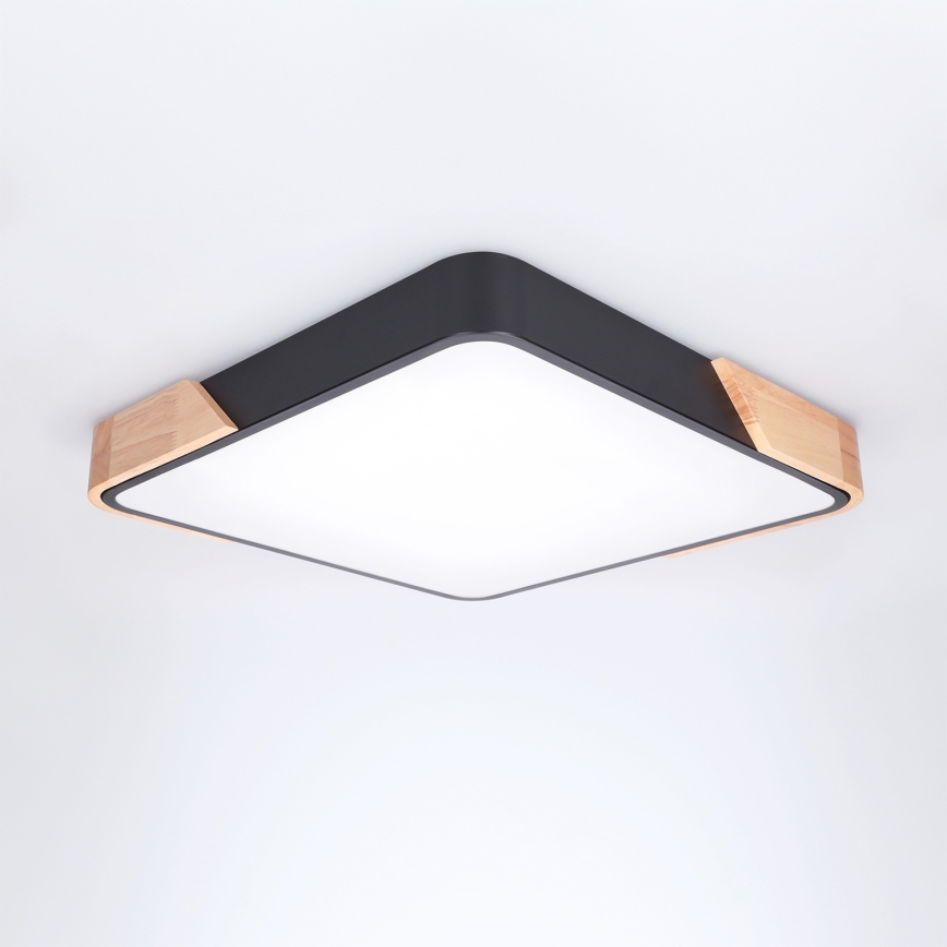 Brilagi - Димируема LED таванна лампа PILANA LED/48W/230V 3000-6500K дъб/черно 42x42 см + дистанционно управление