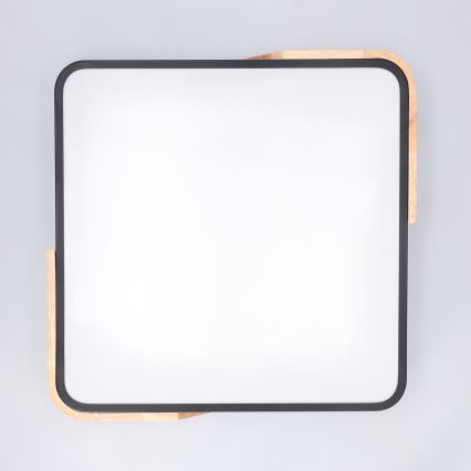 Brilagi - Димируема LED таванна лампа PILANA LED/48W/230V 3000-6500K дъб/черно 42x42 см + дистанционно управление