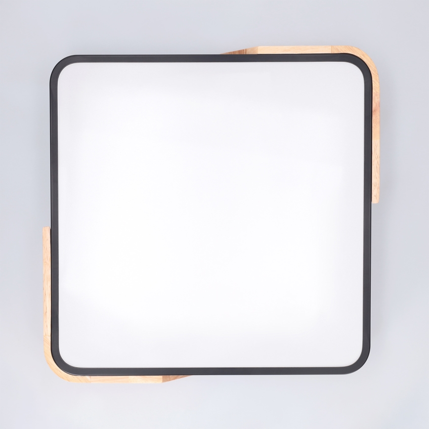 Brilagi - Димируема LED таванна лампа PILANA LED/48W/230V 3000-6500K дъб/черно 42x42 см + дистанционно управление