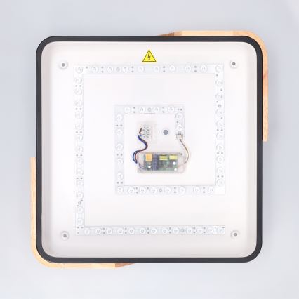Brilagi - Димируема LED таванна лампа PILANA LED/48W/230V 3000-6500K дъб/черно 42x42 см + дистанционно управление