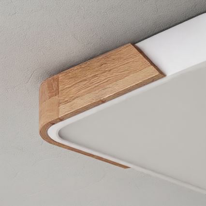 Brilagi - Димируемо LED таванно осветително тяло PILANA LED/60W/230V 3000-6500K дъб/бял 56x56 см + дистанционно управление