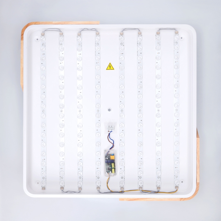 Brilagi - Димируемо LED таванно осветително тяло PILANA LED/60W/230V 3000-6500K дъб/бял 56x56 см + дистанционно управление
