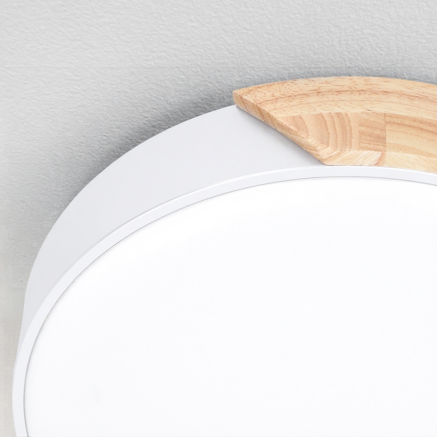 Brilagi - Димируемо LED таванно осветително тяло PILANA LED/60W/230V 3000–6500K дъб/бяло Ø 60 см + дистанционно управление