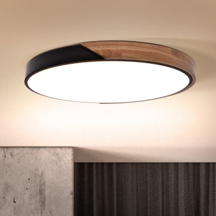 Brilagi - димируемо LED таванно осветително тяло PILANA LED/60W/230V 3000-6500K дъб/черно Ø 60 см  + дистанционно управление