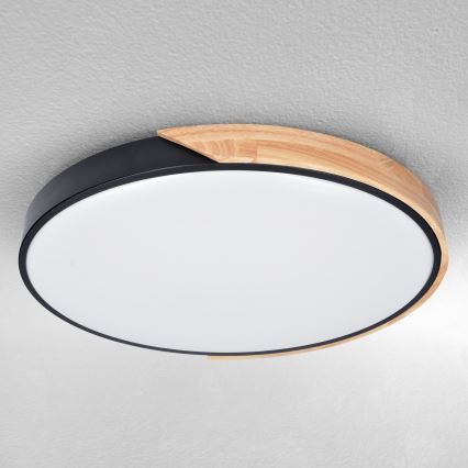 Brilagi - димируемо LED таванно осветително тяло PILANA LED/60W/230V 3000-6500K дъб/черно Ø 60 см  + дистанционно управление