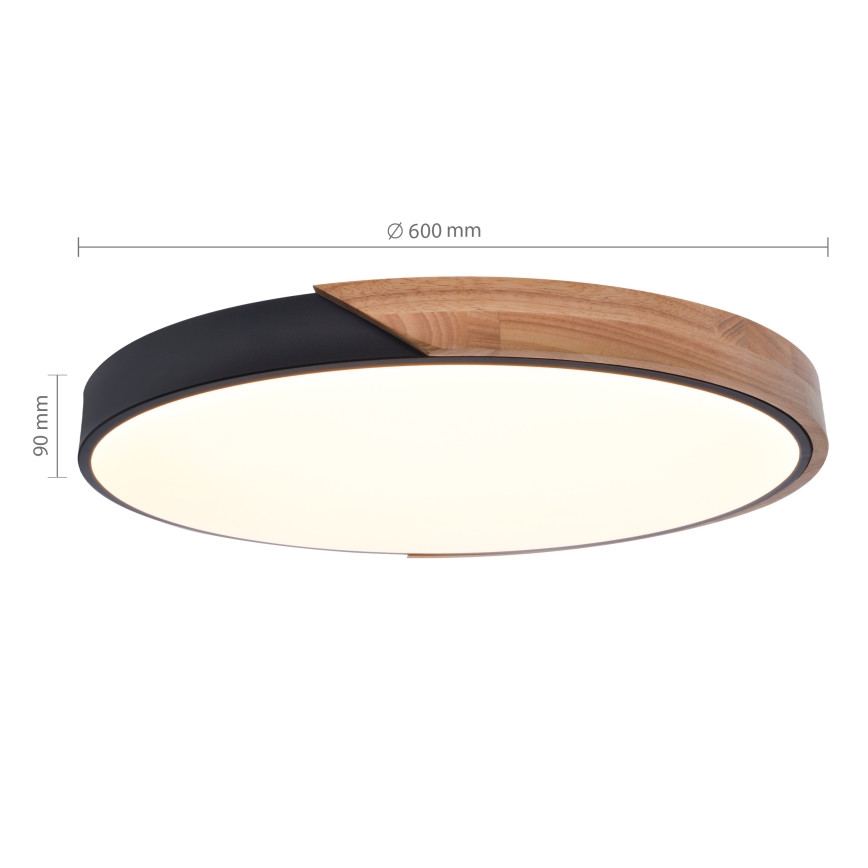 Brilagi - димируемо LED таванно осветително тяло PILANA LED/60W/230V 3000-6500K дъб/черно Ø 60 см  + дистанционно управление
