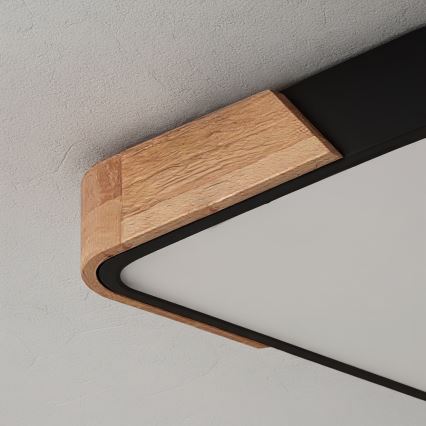 Brilagi - димируем LED плафон PILANA LED/60W/230V 3000-6500K дъб/черен 56x56 cm + дистанционно управление