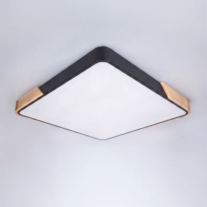 Brilagi - димируем LED плафон PILANA LED/60W/230V 3000-6500K дъб/черен 56x56 cm + дистанционно управление