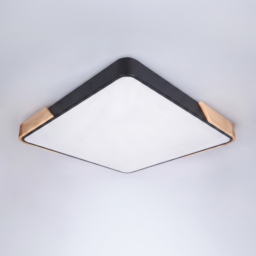 Brilagi - димируем LED плафон PILANA LED/60W/230V 3000-6500K дъб/черен 56x56 cm + дистанционно управление