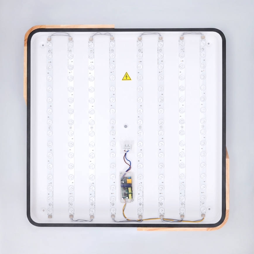 Brilagi - димируем LED плафон PILANA LED/60W/230V 3000-6500K дъб/черен 56x56 cm + дистанционно управление