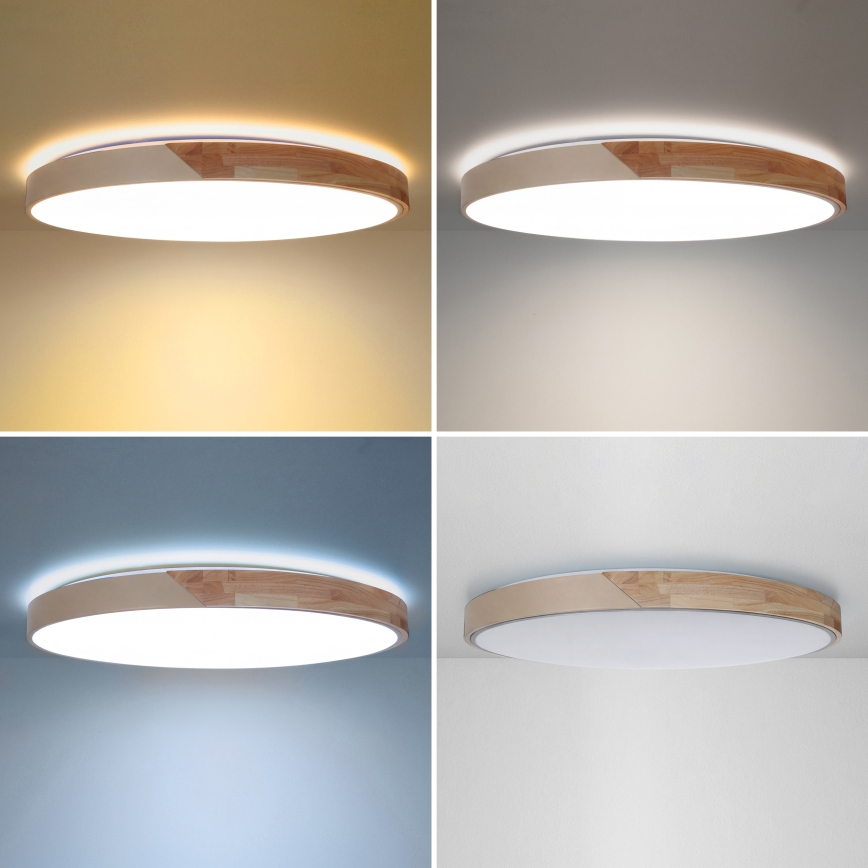 BRILAGI - LED димируемо таванно осветително тяло PILANA LED/72W/230V 3000-6500K дъб/бежово Ø 80 см + дистанционно управление