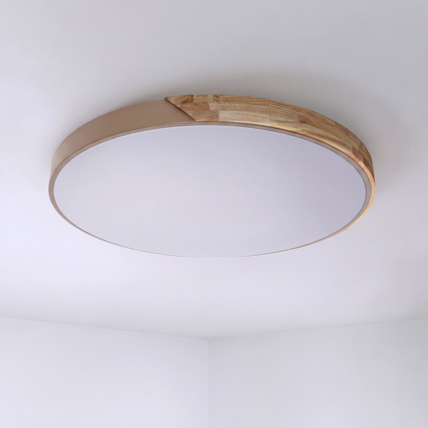 BRILAGI - LED димируемо таванно осветително тяло PILANA LED/72W/230V 3000-6500K дъб/бежово Ø 80 см + дистанционно управление
