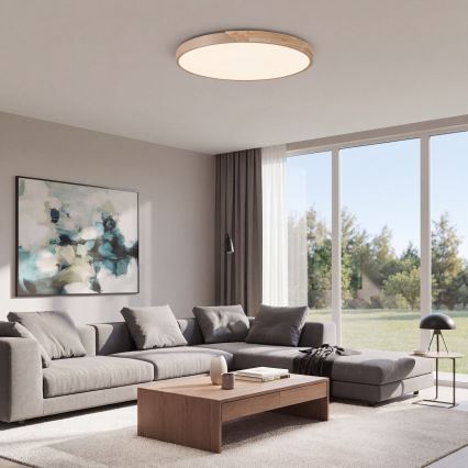 BRILAGI - LED димируемо таванно осветително тяло PILANA LED/72W/230V 3000-6500K дъб/бежово Ø 80 см + дистанционно управление