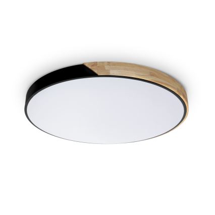 Brilagi - Димируема LED плафониера PILANA LED, 72 W, 230 V, 3000–6500 K, дъб/черно, диаметър 80 см + дистанционно управление
