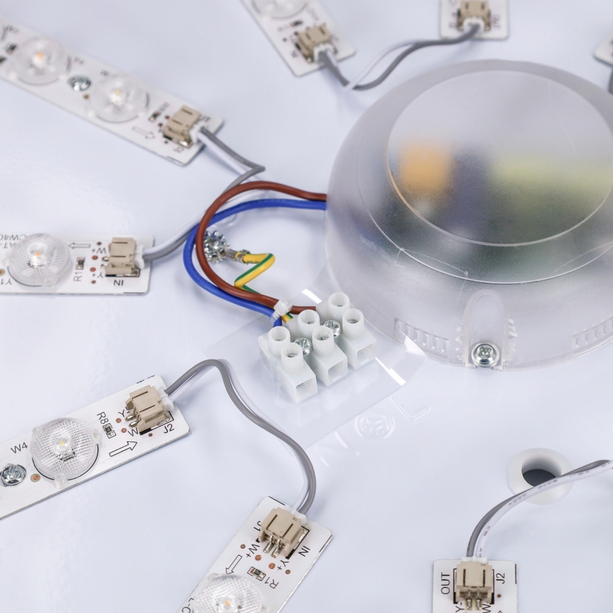 Brilagi - Димируема LED плафониера PILANA LED, 72 W, 230 V, 3000–6500 K, дъб/черно, диаметър 80 см + дистанционно управление